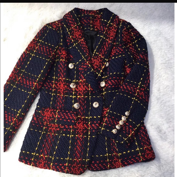 Plaid Tweed Wool Blazer - Picture 2 of 4